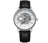 RORIOS Orologio Uomo Orologio Meccanico Automatico Luminoso Pointer con Cinturino in Pelle Scheletro Orologio da Polso