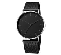 RORIOS Orologio Uomo Quartz Cinturino in Acciaio Inossidabile Mesh Sottile Minimalista Resistente all'Acqua Molte Opzioni di Colore per Quotidiano/Ufficio/Incontro Nero Argento A