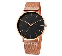 RORIOS Orologio Uomo Quartz Cinturino in Acciaio Inossidabile Mesh Sottile Minimalista Resistente all'Acqua Molte Opzioni di Colore per Quotidiano/Ufficio/Incontro Oro rosa nero A