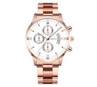 RORIOS Orologio Uomo Quartz Cinturino in Acciaio Inossidabile Molte Opzioni di Colore Resistente all'Acqua Quotidiana Leggero Orologioes Casual Giornaliero Oro rosa bianco A