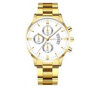 RORIOS Orologio Uomo Quartz Cinturino in Acciaio Inossidabile Molte Opzioni di Colore Resistente all'Acqua Quotidiana Leggero Orologioes Casual Giornaliero Oro bianco
