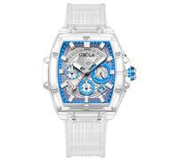 RORIOS Orologio Uomo Silicone Analogico Quarzo Tonneau Multifunzionale Moda Impermeabile Cronografo Bianco B