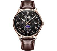 RORIOS Orologio Vintage da Uomo Orologio da Polso Analogico Quarzo Orologio Impermeabile Luminosi Orologio Elegante Acciaio Inossidabile Oro rosa Noir