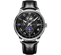 RORIOS Orologio Vintage da Uomo Orologio da Polso Analogico Quarzo Orologio Impermeabile Luminosi Orologio Elegante Acciaio Inossidabile Argenté Noir
