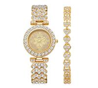 RORIOS Set di Orologi per Donne Stile Fiore e Farfalla in Tono Oro con Bracciale Orologis di Moda Uso Quotidiano Movimento a Quarzo Watch da Polso Donna Fiori
