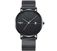 RORIOS Sportivo Orologi da Polso Analogico al Quarzo Calendario Acciaio INOX Mesh Cinturino Minimalista Uomo Orologio