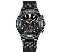 RORIOS Sportivo Orologi da Polso Uomo Cronografo Luminoso Analogico al Quarzo Acciaio INOX Cinturino Giorno Calendario