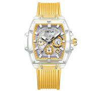 RORIOS Trasparente Tonneau Orologio da Uomo Silicone Analogico Quarzo Orologio da polso Multifunzionale Moda Orologio Impermeabile Cronografo Giallo