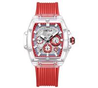 RORIOS Trasparente Tonneau Orologio da Uomo Silicone Analogico Quarzo Orologio da polso Multifunzionale Moda Orologio Impermeabile Cronografo Rosso A