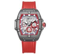 RORIOS Trasparente Tonneau Orologio da Uomo Silicone Analogico Quarzo Orologio da polso Multifunzionale Moda Orologio Impermeabile Cronografo Rosso B