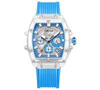 RORIOS Trasparente Tonneau Orologio da Uomo Silicone Analogico Quarzo Orologio da polso Multifunzionale Moda Orologio Impermeabile Cronografo Blu