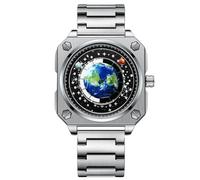 RORIOS Uomo Creativo Orologi Unico Pointer Orologio Da Polso Analogico Quarzo Quadrato Orologio Terra Quadrante Orologio Fashion Design per Gli Uomini Nero bianco A