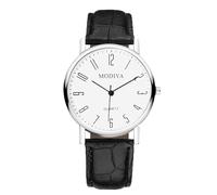 RORIOS Uomo Orologi Digitali/Numeri Romani/Triplo Cronografo con Cinturino in Pelle Quarzo Analogico Classici Casual Watches Impermeabile Wristwatch Bianco e nero