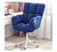 RoroCove Sedia da Ufficio,Sedia Girevole, Sedia da scrivania moderna in lino con schienale alto, sedia da ufficio imbottita con supporto lombare, braccioli e ruote(Dark Blue)