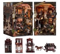 Roroom Kit fai da te in miniatura con luce a LED, mini angolo per libri, per adulti, decorazione per libreria e regalo creativo per familiari e amici (attraversamento del tramonto)