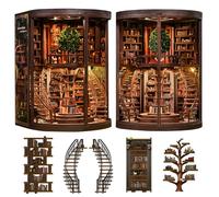 Roroom Kit fai da te in miniatura per casa delle bambole con anelli del giudizio, kit con luce LED, puzzle in legno 3D in miniatura per libreria, regalo creativo per familiari e amici