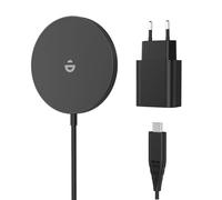 RoRoSkin Caricatore ad induzione rapida Compatibile con Mag-Safe con Adattatore di Alimentazione 20W Tipo USB-C, Magnetico Wireless Caricatore per iPhone 16/15/14/13/12 Series e Air-Pods, Nero