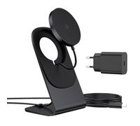 RoRoSkin Caricatore senza fili, stazione di ricarica induttiva, caricatore ad induzione, caricatore rapido senza fili, compatibile con iPhone 17/16/15/14/13/12, nero con adattatore