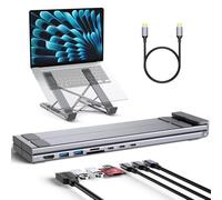 RoRoSkin Docking station 8 in 1 USB C per laptop con HDMI 4K, 2 USB 3.0, PD 100W, dock USB C in alluminio per tablet universale per MacBook Pro/Air/Dell/HP/Surface/Lenovo, Plug and Play