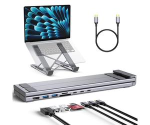 RoRoSkin Docking station 8 in 1 USB C per laptop con HDMI 4K, 2 USB 3.0, PD 100W, dock USB C in alluminio per tablet universale per MacBook Pro/Air/Dell/HP/Surface/Lenovo, Plug and Play