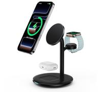 RoRoSkin Stazione di ricarica 3 in 1 per più dispositivi, stazione di ricarica induttiva da 15W, supporto di ricarica Mag Safe per iPhone 16 15 14,iWatch Ultra 2/1,Series 9,AirPods,caricatore Mag Safe