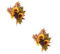 RORPOIR 2 Pezzi Bouquet Di Girasoli E Foglie Dacero Facile Da Pulire Composizione Di Fiori Artificiali Per Prodotti Per La Casa