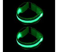 RORPOIR 2 Pezzi Bracciale Luminoso da Corsa Notturna Regolabile, Alta | Nylon Componenti Elettronici Led, Batteria Sostituibile, per Camminate e Attività All'aperto, Verde Chiaro