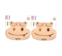 RORPOIR 2set Scatola per Denti da Latte in Legno Porta Dentini Forma di Ippopotamo Scatola dei Ricordi per Denti Perduti Organizzatore Sicuro per Ragazza