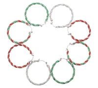 RORPOIR 4 Paia Orecchini Cerchio Aperto Torsionati con Paillettes e Bastoncini di Zucchero Gioielli Brillanti per Feste di Natale Leggeri e Comodi per Donna e Ragazza