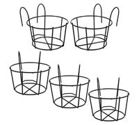 RORPOIR 5 Pezzi Portavaso da Appendere per Ringhiera, Ferro Nero, 8,7x6,3 X | Piante in Vaso e Fioriere, Uso su Balcone e Casa, Angoli Arrotondati Lisci, Adatto a Ringhiere Standard