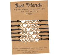 RORPOIR 6 pezzi Braccialetti Amicizia Regolabili Charm Cuore Nero per Ragazze e Donne Gioielli Personalizzati per Amiche Regalo Compleanno e Festa Bambine