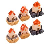 RORPOIR 6 pezzi Mini casa in miniatura in resina Figurine per casette da villaggio Accessori per giardino delle fate Micro paesaggio per esterni Decorazione mini ornamento da giardino