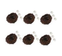 RORPOIR 6 Set Nidi Artificiali in Rattan con Uova Nidi Decorativi Resistenti per Giardino Balcone Matrimonio Feste e