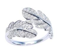 RORPOIR Anello Donna Aperto Piuma in Rame, Gioielli per le Donne, Argento, Stile Chic, per Feste e Look alla Moda, Confortevole sulla Pelle