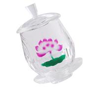 RORPOIR Bicchiere da Offerta Buddhista in Vetro Loto Dorato