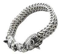 RORPOIR Bracciale Lupo da Uomo in Acciaio Inox Argento, Stile Link | Polsiera Creativa e Cool, Adatta per Vacanza, Finitura che Non Sbiadisce Facilmente