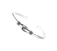 RORPOIR Bracciale Vintage da Donna in Rame Argento con Apertura Regolabile e Superficie Liscia, Design Creativo a Motivo Mani Unite per Attività Quotidiane e Feste