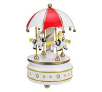 RORPOIR Carillon Giostra in Legno Rotante con Cavallo Scatola Musicale Carica Manuale Decorazione Vintage per Casa e Regalo