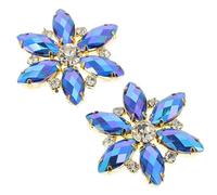 RORPOIR Clip per Scarpe Strass a Forma di Fiore Blu, Decorazione Elegante e Raffinata in Cristallo e Lega, Fatto a Mano, 1 Paio di Shoe Clips per Scarpe e Sandali