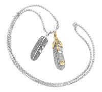 RORPOIR Collana da Uomo Pendente a Forma di Piuma in Lega Argento, Stile Retrò e Artigianato Fine, Accessorio Moda per San o Festa del Papà
