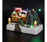 RORPOIR Decorazione da in Resina con Luci LED Carillon Musicale Natalizio Villaggio Natale per Festa Centrotavola e Ufficio