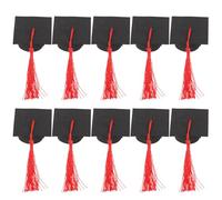 RORPOIR Decorazioni Scuola 10 Pezzi Mini Cappelli Laurea in Poliestere Rosso, Leggeri per Decorazioni per Cupcake e Dolci a Tema Laurea