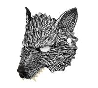 RORPOIR Maschera in Pu Nero Halloween Mezza Faccia di Lupo Mannaro Aspetto Realistico e Design Creativo per Cosplay e Feste in Maschera per Uomini