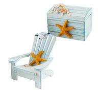 RORPOIR Mini Sedia da Spiaggia in Stile Mediterraneo Portagioie Decorativo in Miniatura in Legno di Pino per La Casa