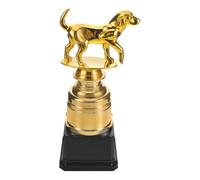 RORPOIR Premio per Cani 1° Posto Targa Oro Base Nera Raffinata | Riconoscimento Gara, Topper Cane in Piedi Incluso, per Agility e Flyball, Plastico, Cerimonie e Reception