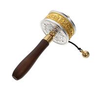 RORPOIR Ruota di Preghiera Portatile in Colore Oro in Rame e Legno Ruota Manuale per Rilassamento Design Creativo Decorazione per Casa e Ufficio