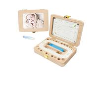 RORPOIR Scatola Per La Raccolta Dei Denti Da Latte e Lanugine Del Ragazzo Ragazza in Legno, Contenitore Magnetico Divisori Per Conservazione Organizzata e Memoria Commemorativa