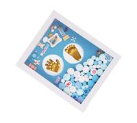 RORPOIR Set Cornice Portafoto Impronta della Mano e Piede Ragazzo Ragazza Kit Ricordo Tamponi Inchiostro Sicuri Acrilico Resistente Regalo per Neogenitori e Doccia Boy