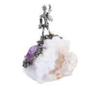 RORPOIR Statuetta di Naturale in Agata Scultura di Minatore di Pietre Preziose Decorazione Originale per Esposizione su Scrivania e Libreria