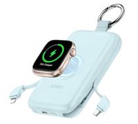 RORRY Caricabatterie Portatile, 10000mAh PD 20W Ricarica Rapida Power Bank Caricabatterie Portatile con Cavi Integrati, Pacco Batteria da Viaggio per iPhone 17/16/15/14/13/12 e Apple Watch Ultra/11/10